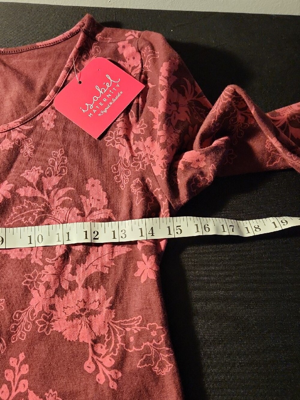 Isabel Maternity Burgundy Floral Bodycon Dress Long Sleeve Size Medium NWT - Picture 6 of 8